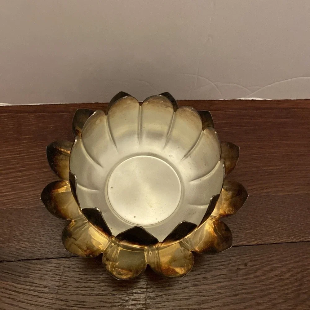 Leonard Silverplate Lotus‎ Flower Bowls without Insert Tray 2 Pc-